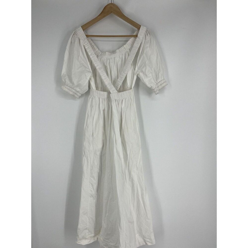 Free People Dress Size XS Womens White Midi Maxi Open Back Puff Sleeve Romantic - Picture 5 of 11